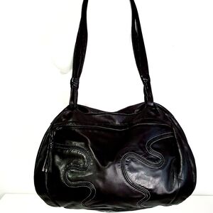 Black Leather Italian Style Shoulder Bag